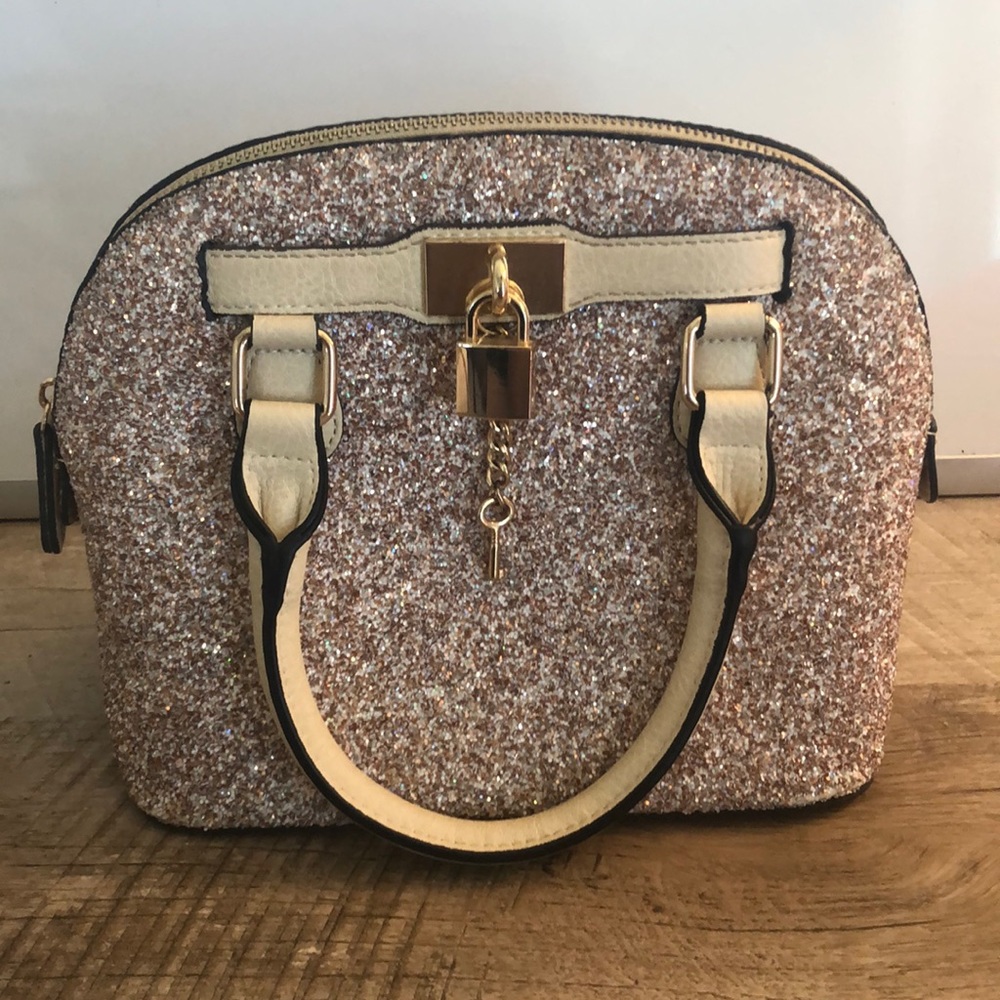 Aldo Sparkle Purse Bag Crossbody Rose Gold Handbag Sequin